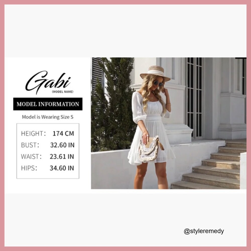 Polyester Square Neck Tie Back Lantern Sleeve Ruf… - image 7